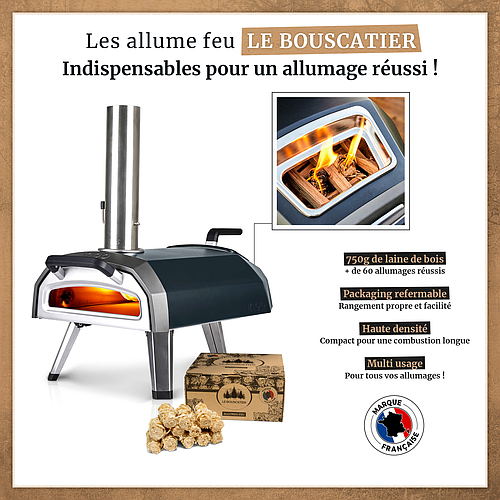 Carton 750g allume-feu en laine de bois 100% naturel - Le Bouscatier