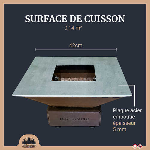 Lou pitchoun - Brasero plancha en acier corten - grille et stop food inclus