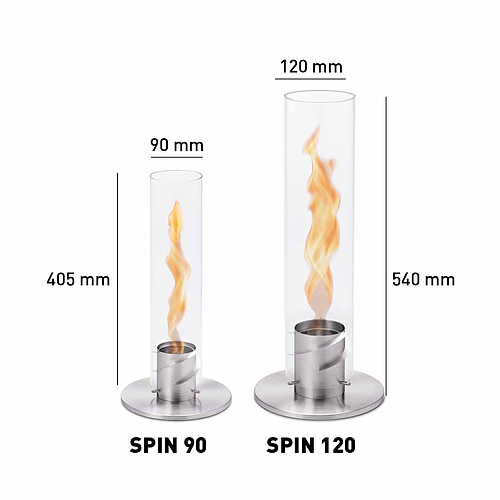 Spin 90 - 120 Argent - Feu de table Bioéthanol