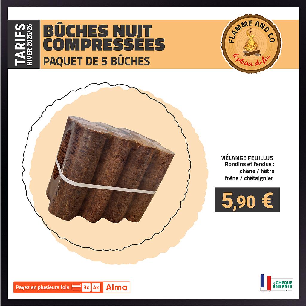 Bûches compressées de nuit 10 kgs à l'unité