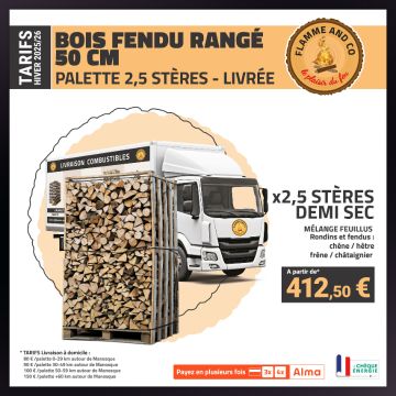 BOX de bois fendu 50cm 2m3 livrée