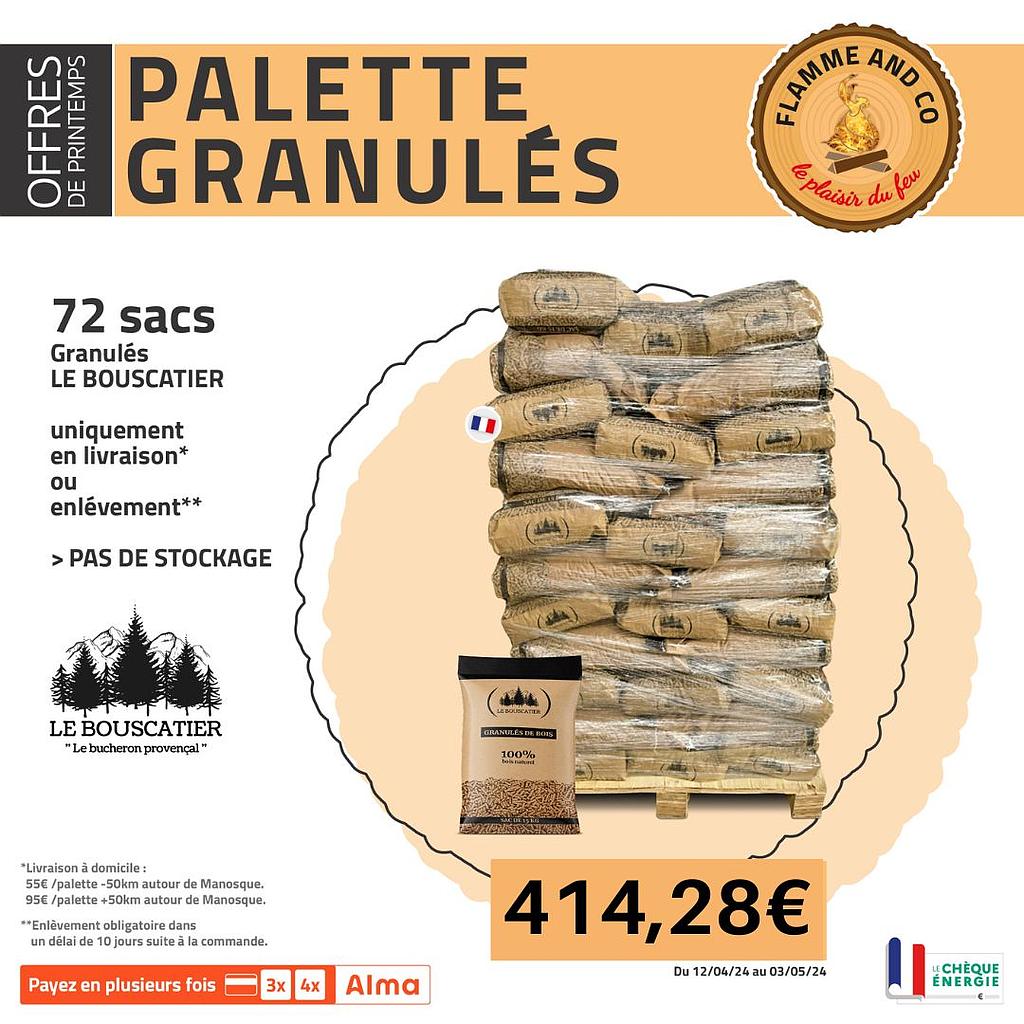 72 sacs granulés Le Bouscatier livrés