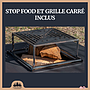 Pack Lou provençau - Brasero plancha en acier corten avec rangement bûches - grille et stop food inclus 