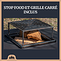Lou Bouscarian - Brasero plancha avec Rangement bûches en acier corten- Grille et stop food inclus